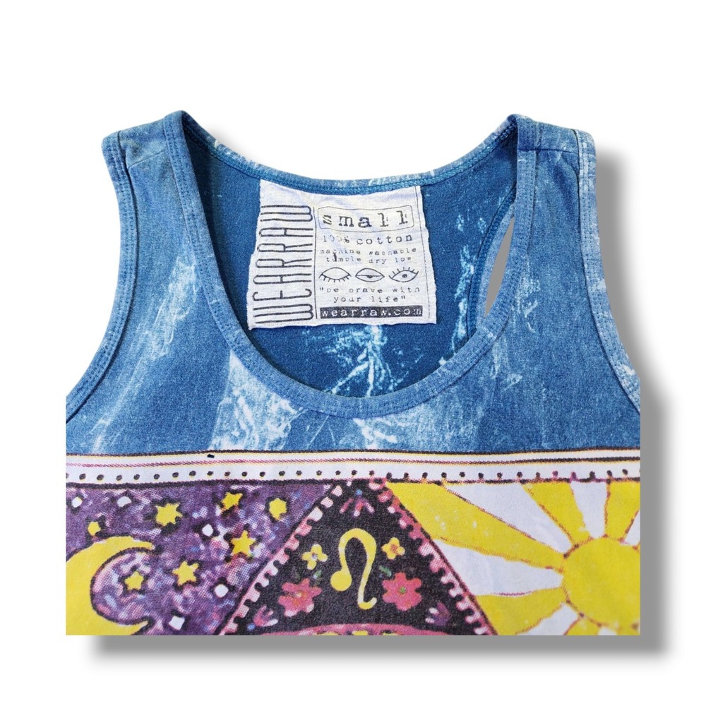 WearRaw Live By The Sun Love Like The Moon Blue Stone‎ Wash Tank Top Women's S - Picture 7 of 9